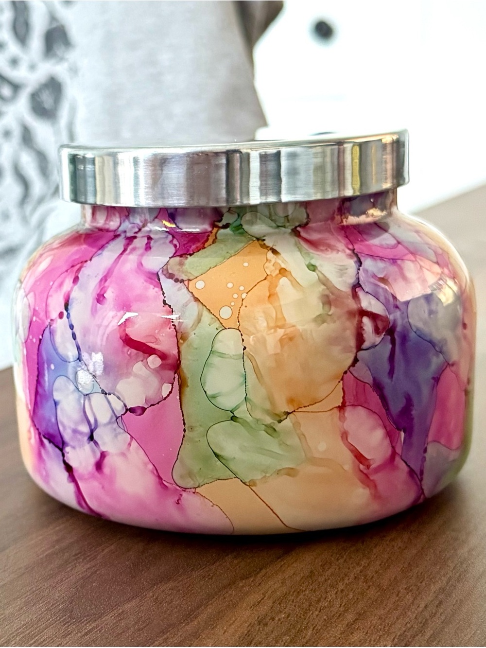 New | Capri Blue | 19 oz large |  Rainbow watercolor Volcano candle | Anthro